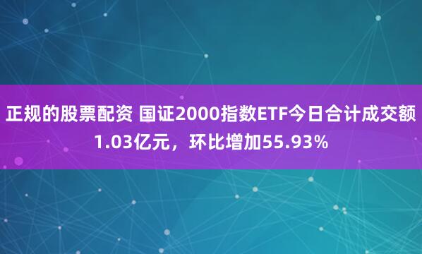 正规的股票配资 国证2000指数ETF今日合计成交额1.03亿元，环比增加55.93%