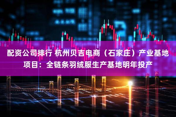 配资公司排行 杭州贝吉电商（石家庄）产业基地项目：全链条羽绒服生产基地明年投产